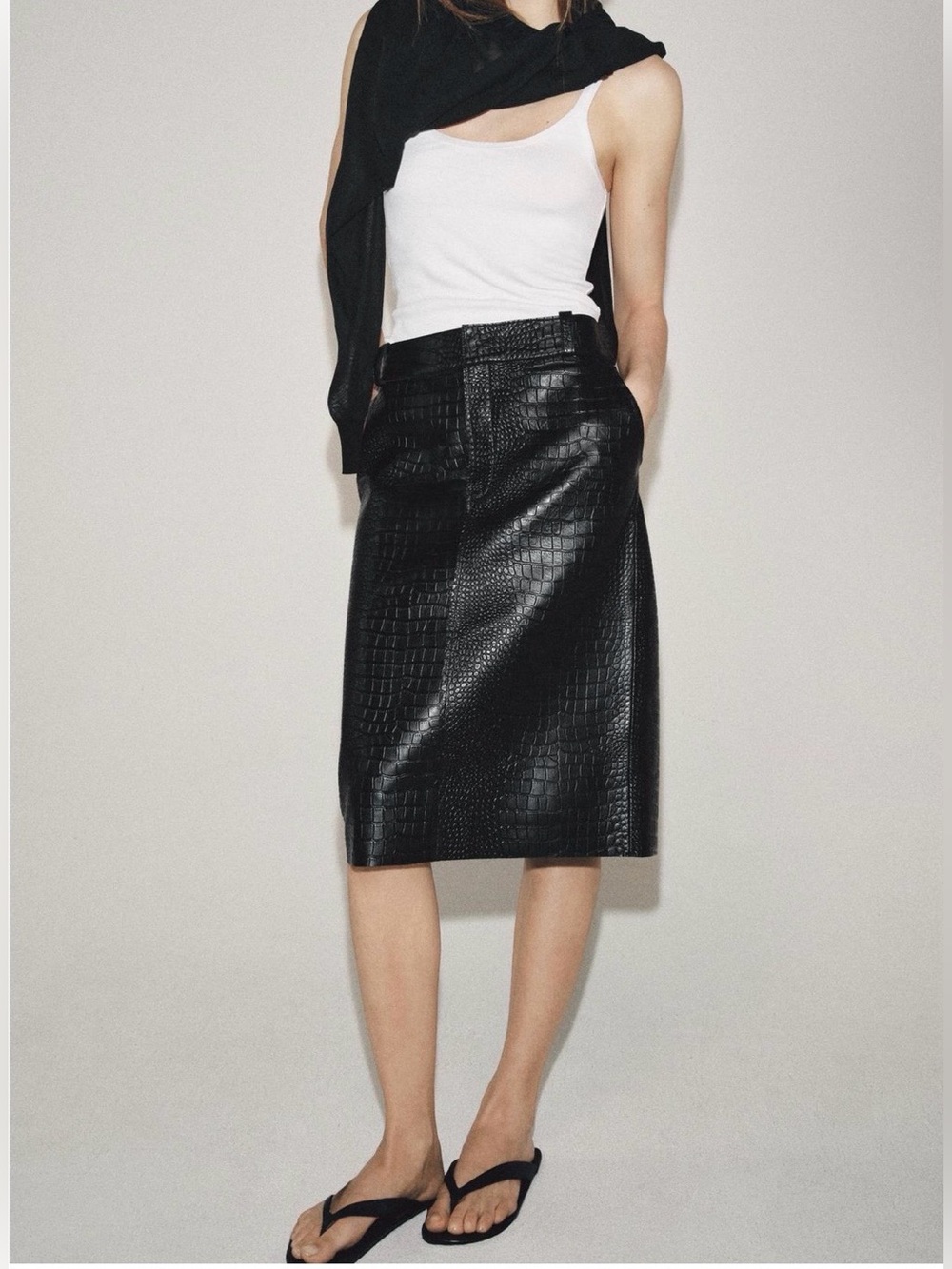 Zara limited Black coco Leather Pencil Skirt - Sleek Women's Skirt size M
